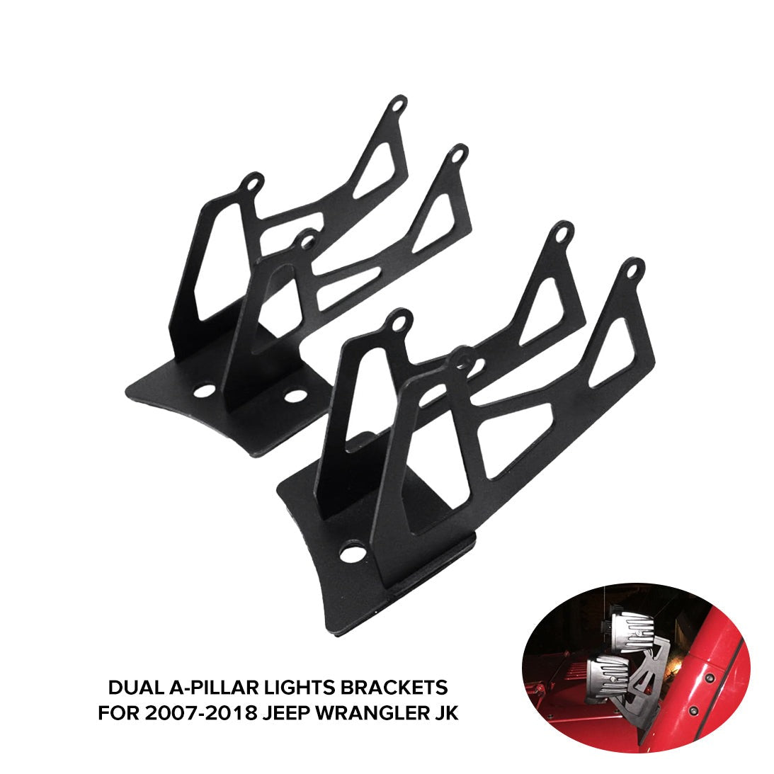 2007-2018 Jeep Wrangler JK Windshield Dual Light Pods Mounting Brackets(Set/2pcs)