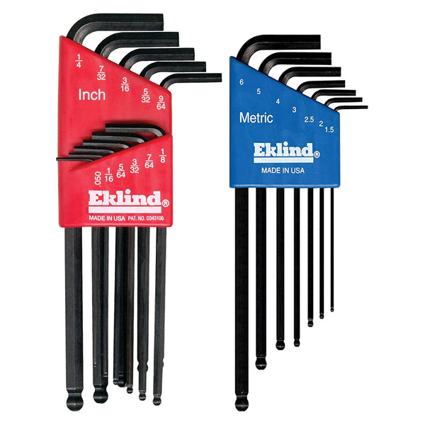 18 Piece Combination SAE and Metric Long Ball End Hex-L Hex Key Set EKL13218