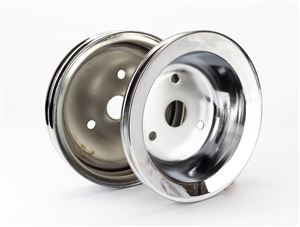 1967 - 1968 Camaro Crankshaft Pulley, Small Block, 3 Groove, Chrome 2 Piece