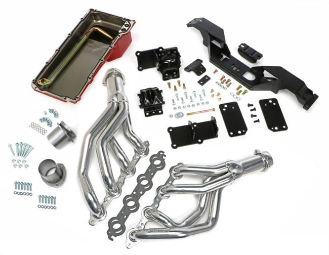 1967 - 1969 Camaro Trans-Dapt LS Swap In A Box Kit with Hedman HTC Polished Silver Ceramic Coated Headers For Automatic Transmission