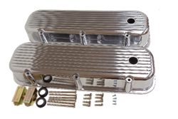 1967 - 1974 Camaro Valve Covers, Big Block, POLISHED ALUMINIUM Finned Classic Ribbed Design