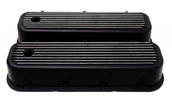 1967 - 1974 Camaro Big Block Chevy Valve Covers,BLACK ALUMINIUM Finned Classic Ribbed Design