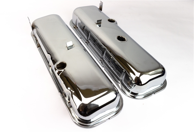 1967 - 1972 Camaro BIG BLOCK Valve Covers, CHROME Without Drippers, TALLER CHEATER VERSION
