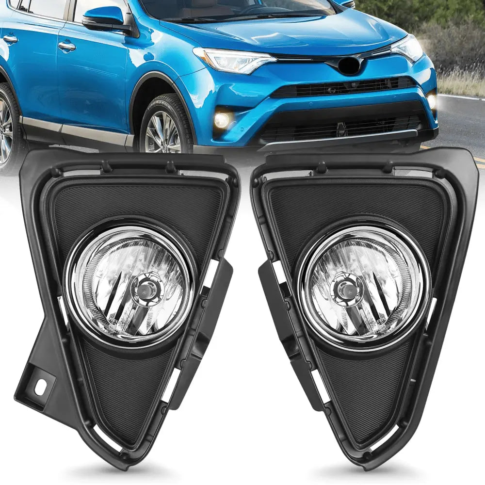2016 2017 2018 Toyota RAV4 Fog Lights Assembly Clear Lens H11 552 Halogen Bulbs