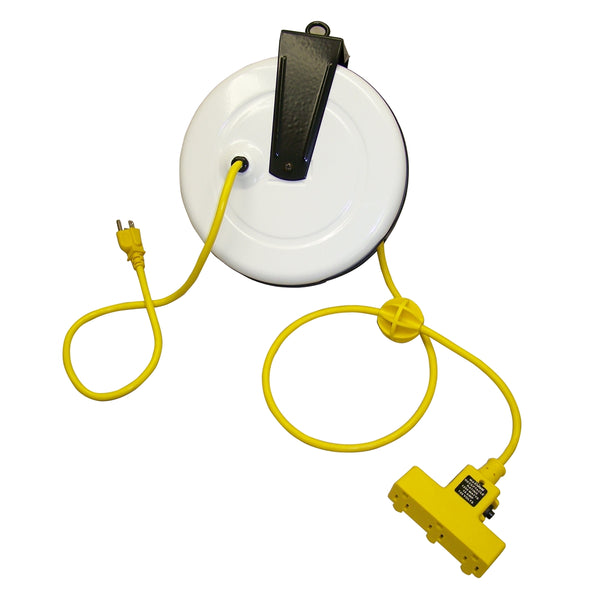 Power Supply Reel with 30' Cord, Triple Receptacle and Circuit Breaker