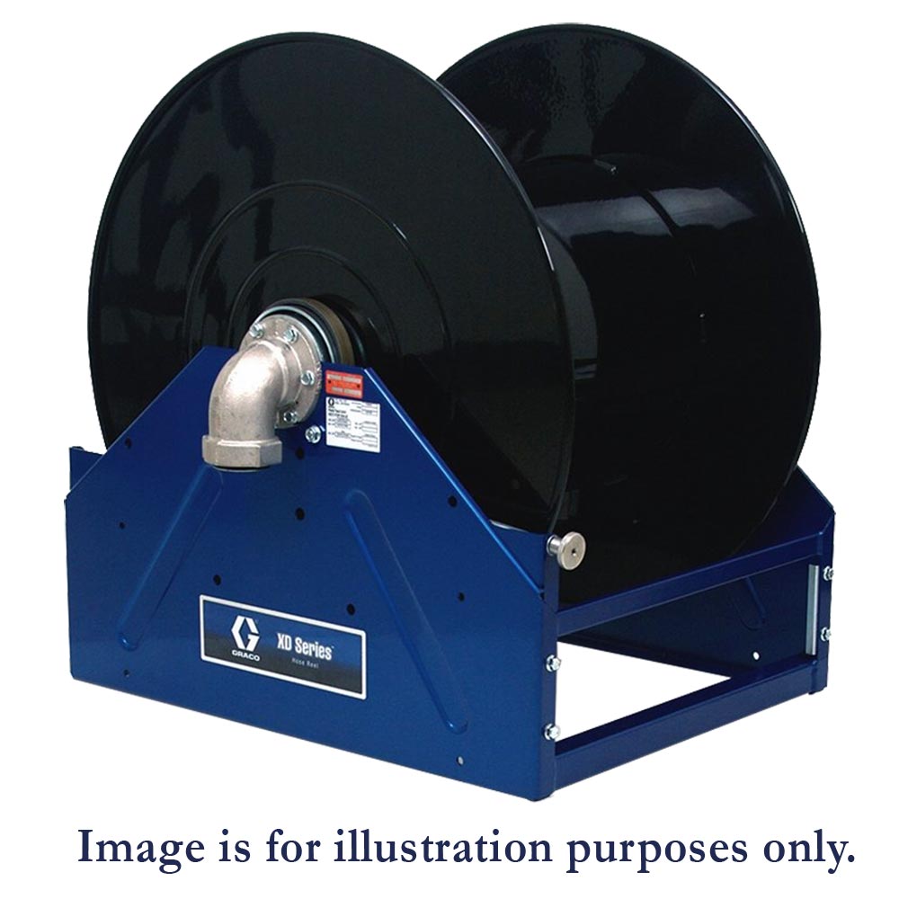 Graco XD80 White Diesel Fuel Hose Reel, 1-1/2″ Inlet/Outlet, Part 24R563