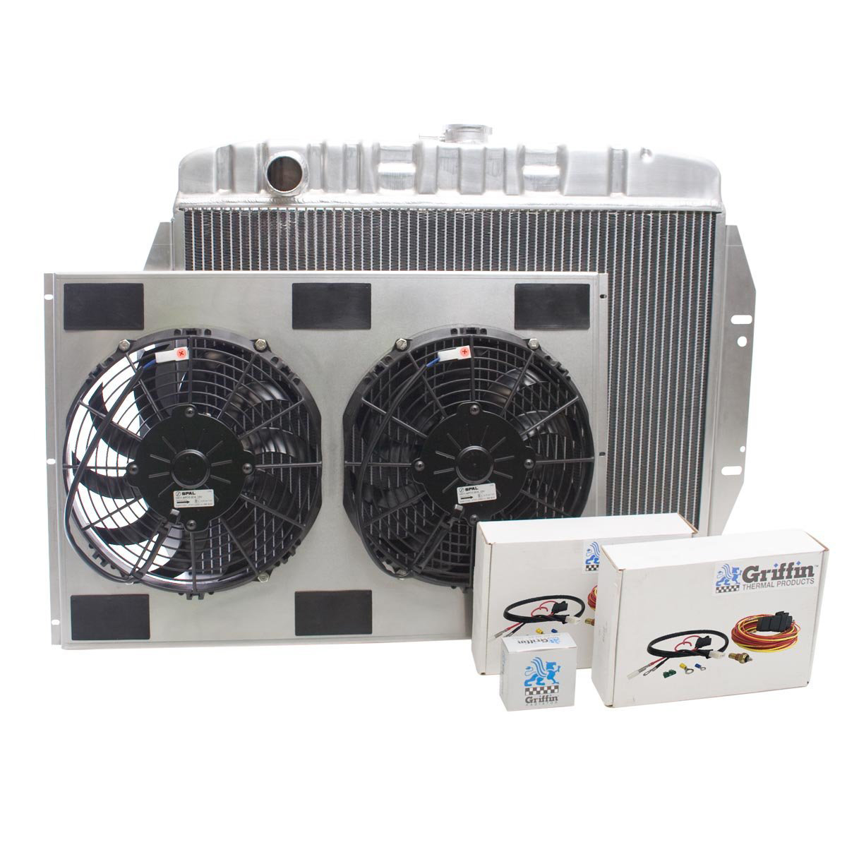 Griffin Radiator & Thermal Products CU-00160 ExactFit Series Short Aluminum Radiator with Center Filler & Manual Transmission Combo Unit for 73-86 Jeep CJ5, CJ7, and CJ8