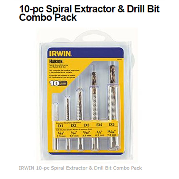 10 PIece Spiral Extractor and Drill Bit Combo Pack HAN11117