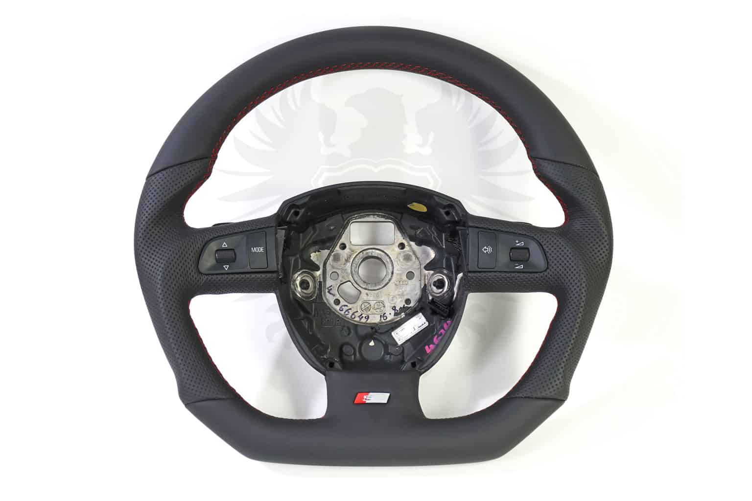 Steering Wheel, Audi B7 Flat Bottom S Line, Red Stitch