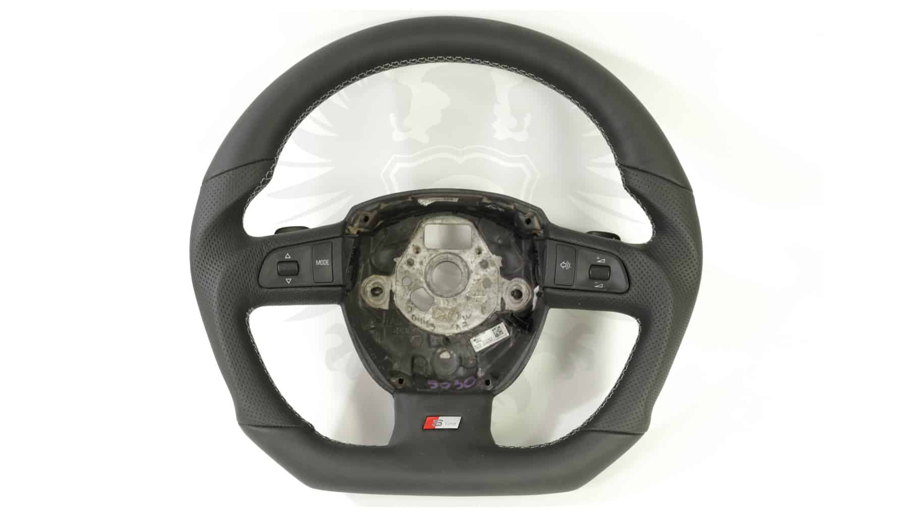 Steering Wheel, Audi B7 Flat Bottom S Line, Silver Stitch