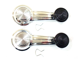 1967 - 1981 Camaro Window Crank Handles with Black Knobs, Pair
