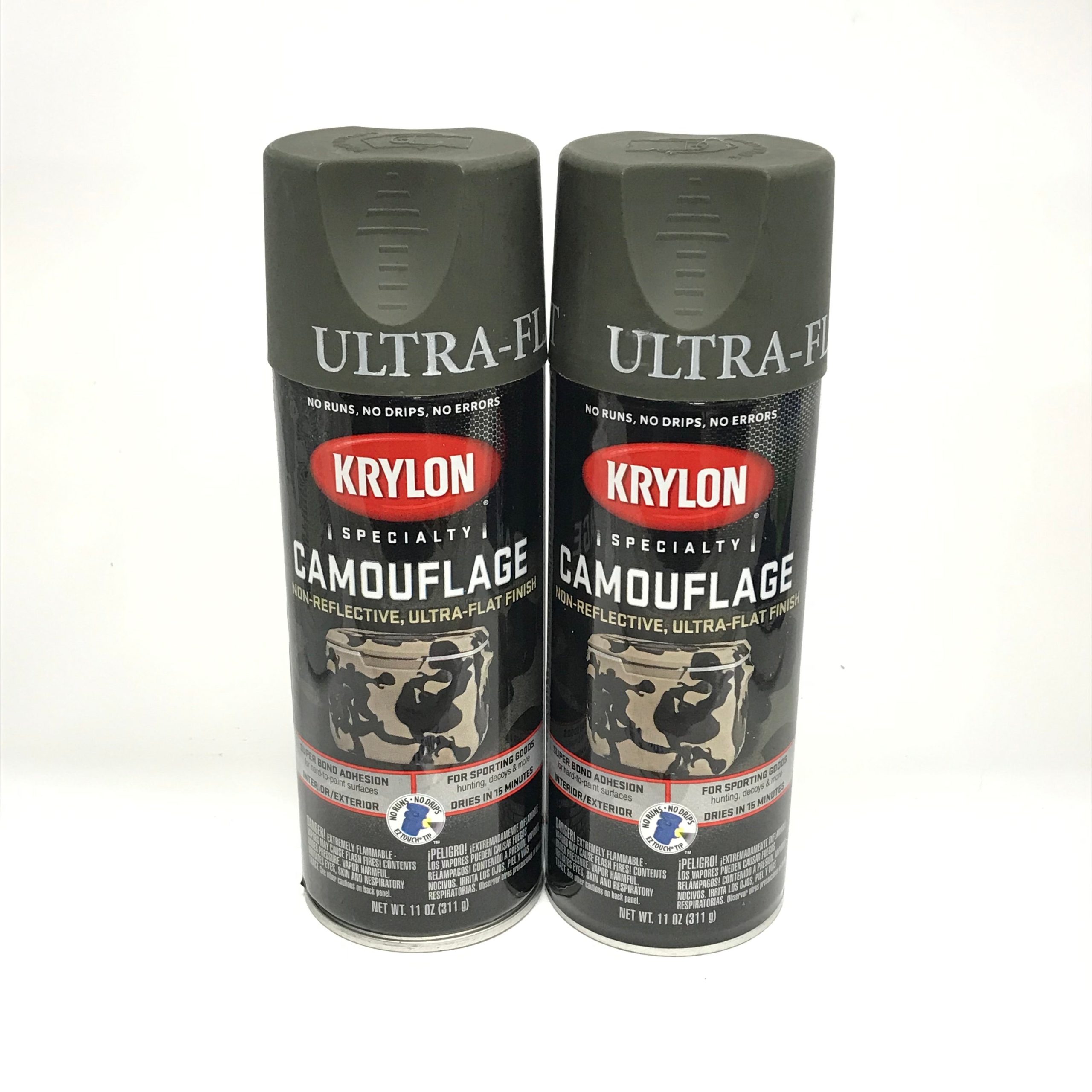 KRYLON 4293-2 PACK OLIVE Camouflage Non-Reflective Ultra-Flat Finish Spray Paint-11 oz Aerosol