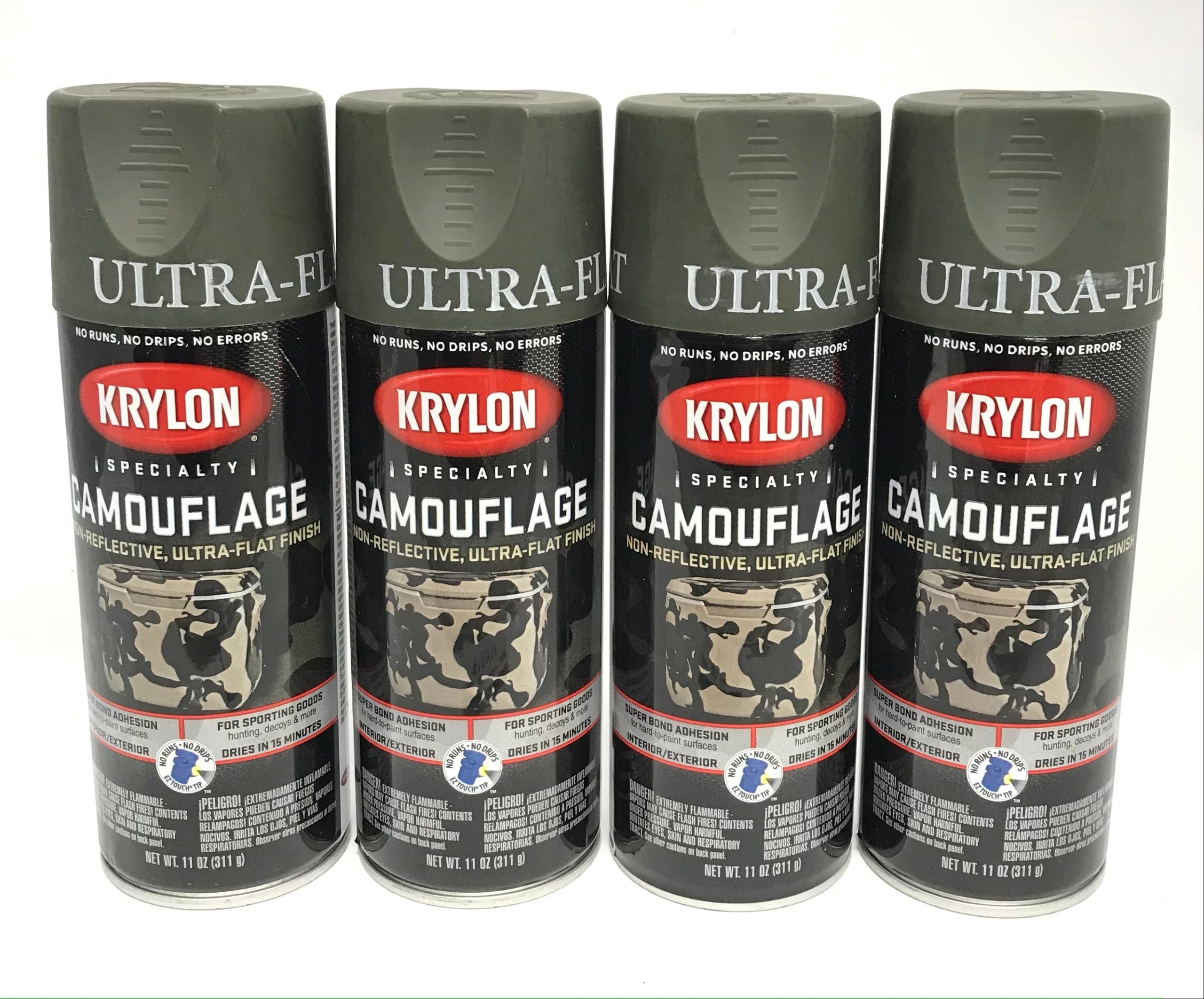 KRYLON 4293-4 PACK OLIVE Camouflage Non-Reflective Ultra-Flat Finish Spray Paint-11 oz Aerosol