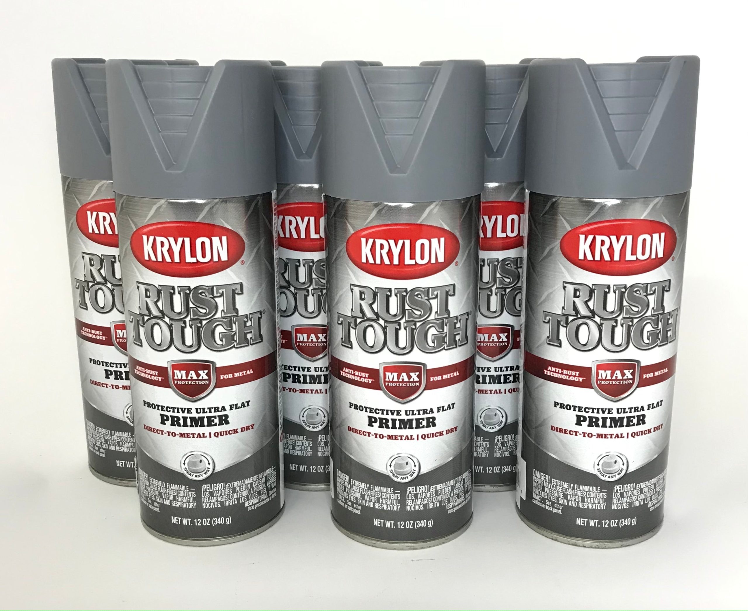 KRYLON RTA9205-6 PACKRust Tough GRAY Primer - Max Protection - Quick Dry - 12 oz