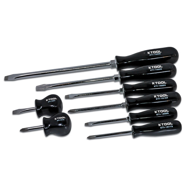 8 Piece Black Phillips and Slotted Screwdriver Set