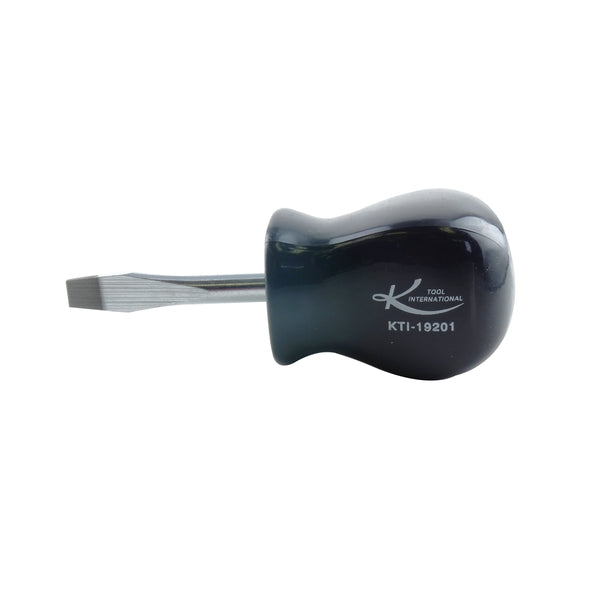 Stubby Slotted Screwdriver with Black Handle