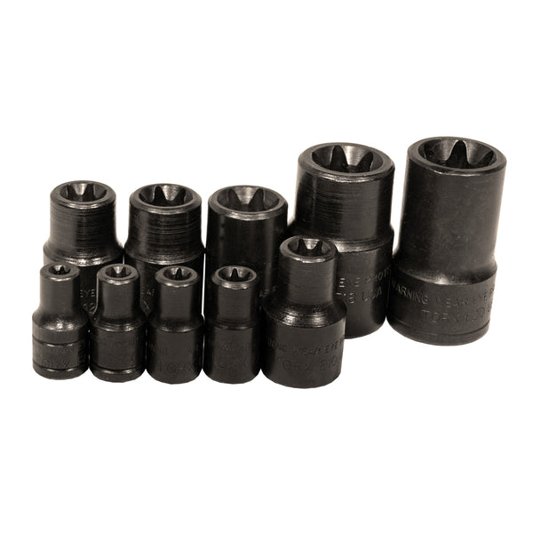 10 Piece 1/4" and 3/8" Drive External Torx Socket Set