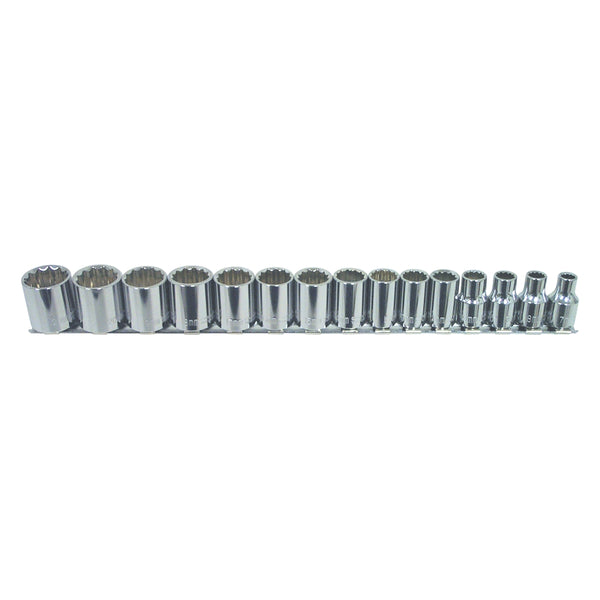 15 Piece 3/8" Drive 12 Point Shallow Metric Socket Set