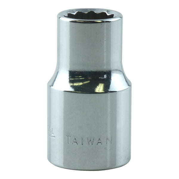 Chrome Socket, 3/8" Drive, 8mm, 12 Point, Shallow