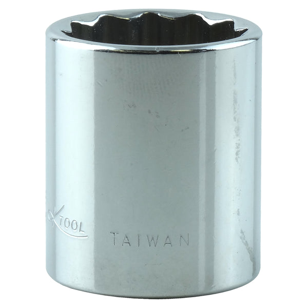 Chrome Socket, 3/8" Drive, 20mm, 12 Point, Shallow