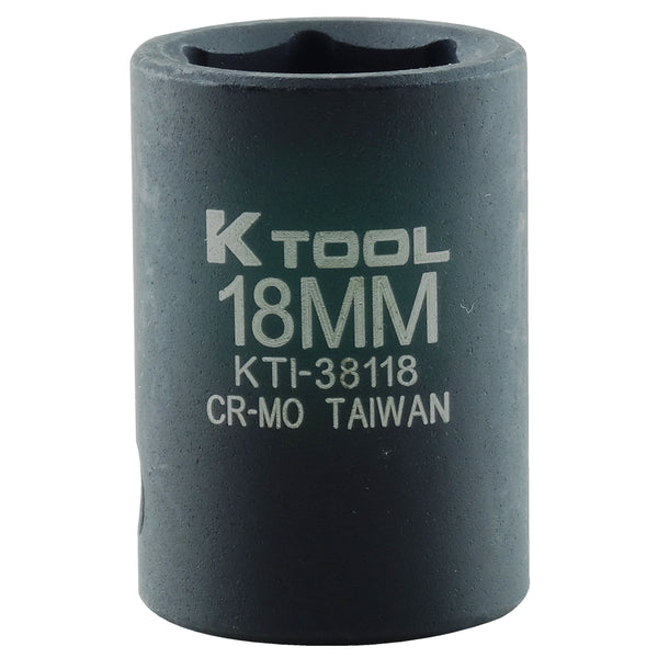 1/2in. Drive Standard 6 Point Impact Socket 18mm