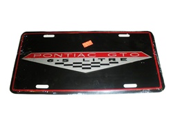 1964 - 1968 Pontiac GTO 6.5 Litre Silver, Black and Red License Plate Tag