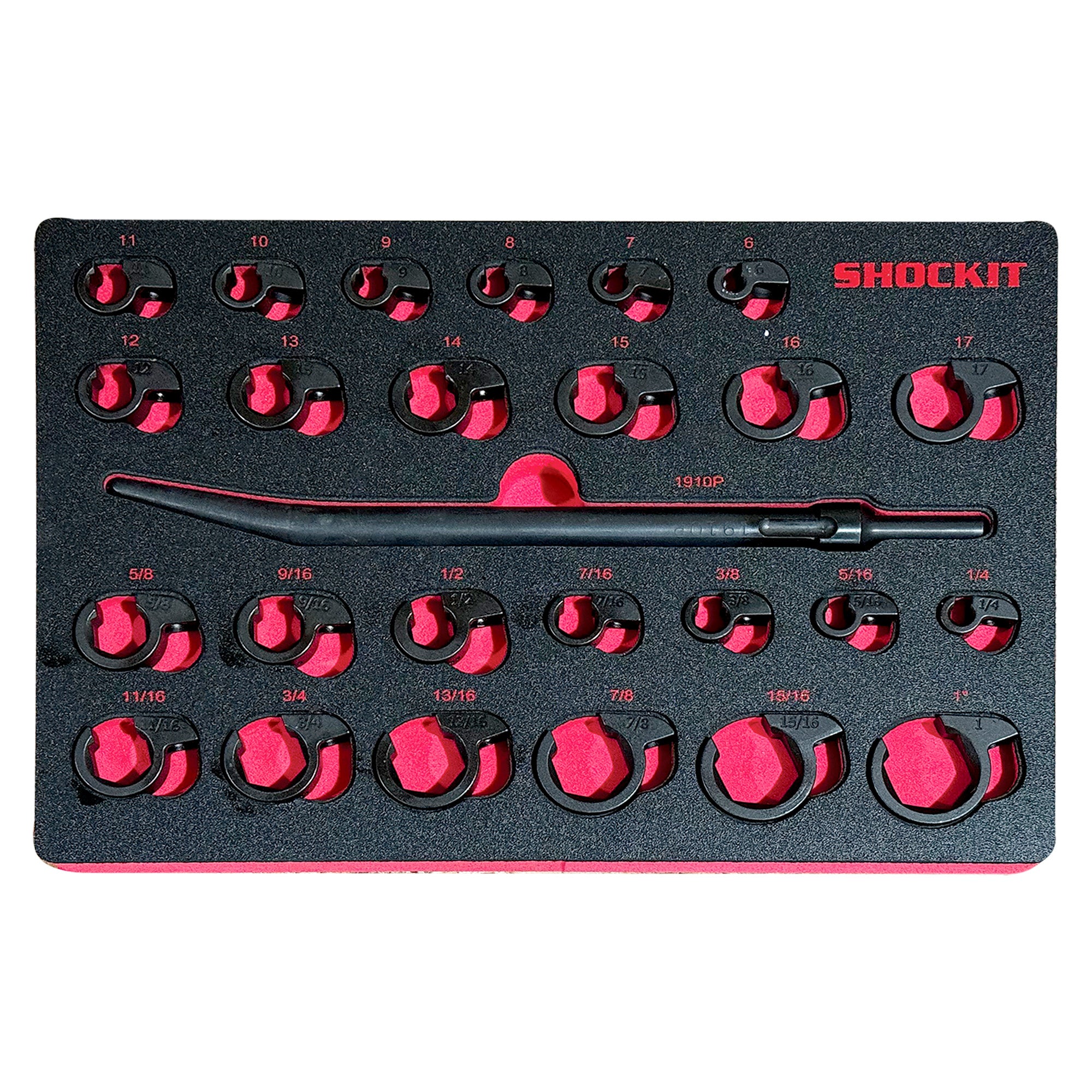 SHOCKIT Open End Line Wrench Set in HD EVA Foam Tray, Automotive/Hydraulic Line Fittings Removal SAE/Metric Set – 25 Piece