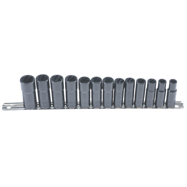 13 Piece 3/8" Drive Deep Well Twist Socket Damaged Fastener Removal System