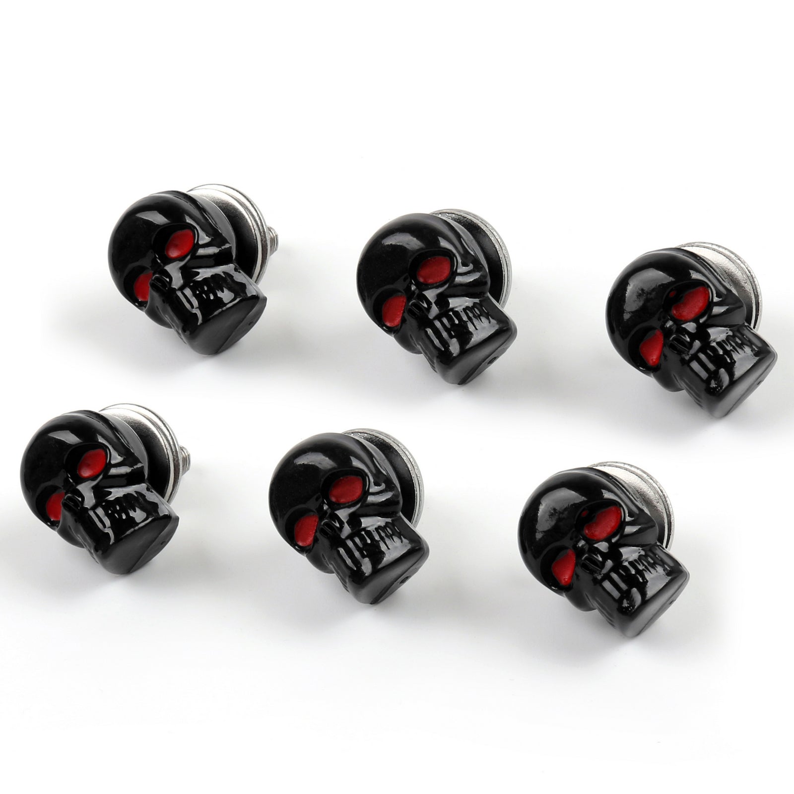 6x Universal Motorcycle Black Skull License Number Plate Frame Screw Bolt Generic