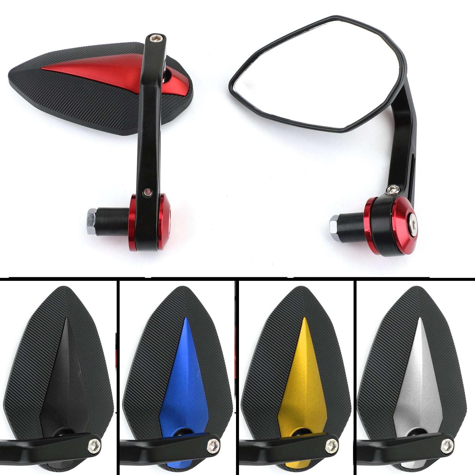 CNC Motorcycle 7/8 Handle Bar End Rearview Side Mirrors For Bobber Cafe Racer Generic