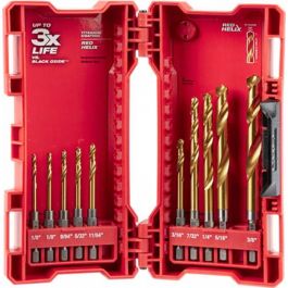 Milwaukee Titanium Nitride SHOCKWAVE Red Helix Drill Bit Kit - 10 Piece