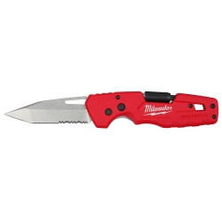 Milwaukee Tool FASTBACK 5 in 1 Partially Serrated Tanto Blade Folding Pocket Knife with Reversible Phillips #2 and Slotted 1/4 Inch bit