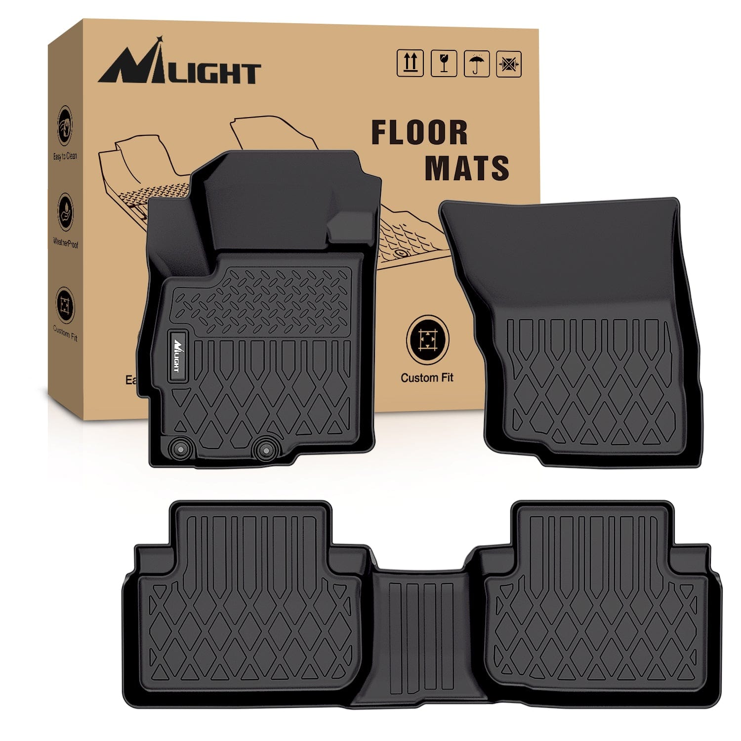 TPE Floor Mats for Mitsubishi Eclipse Cross 2018 2019 2020 2021 2022 2023 2024 2025 All Weather Custom Fit Heavy Duty Floor Liners