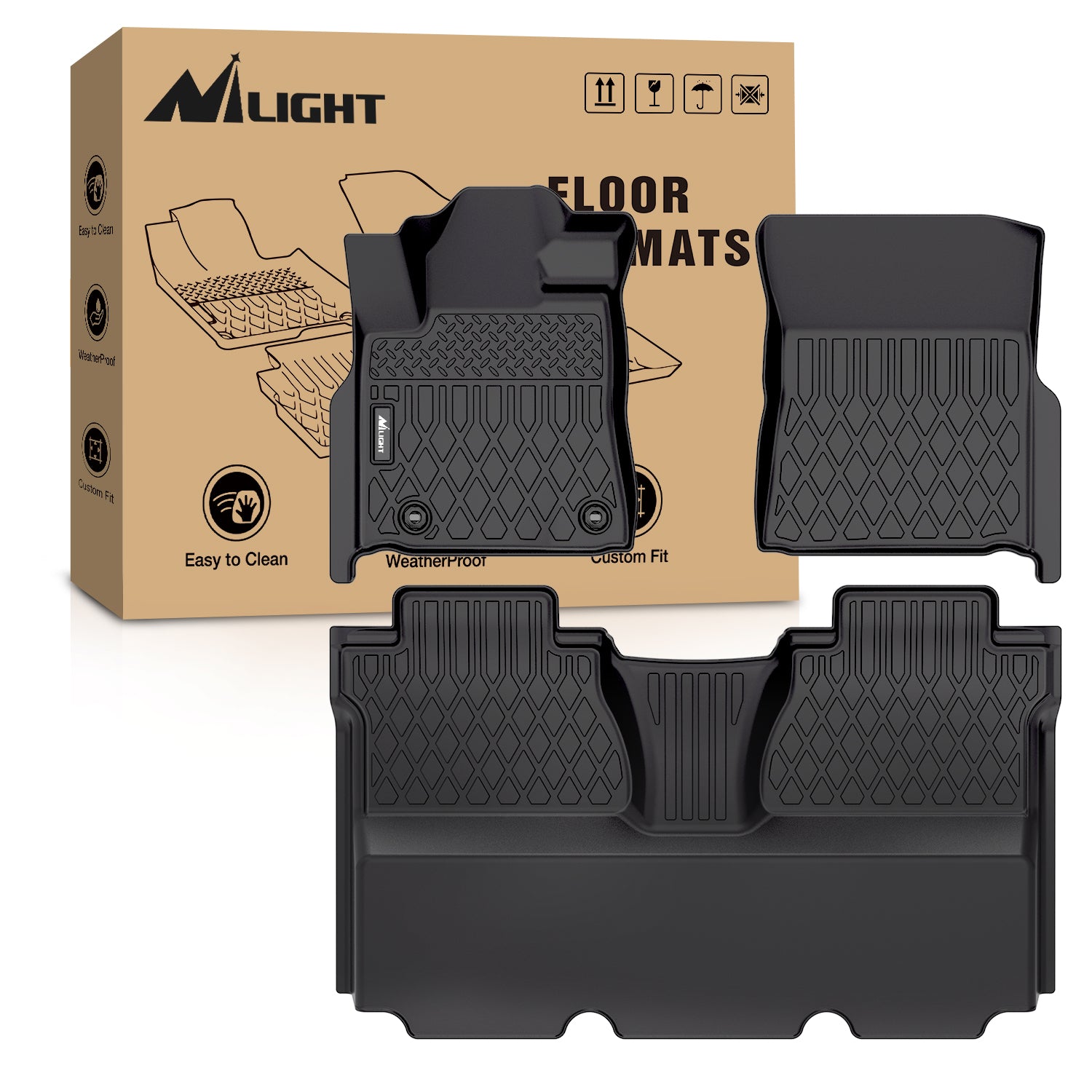 TPE Floor Mats for Toyota Tundra CrewMax Cab 2014 2015 2016 2017 2018 2019 2020 2021 All Weather Custom Fit Heavy Duty Floor Liners
