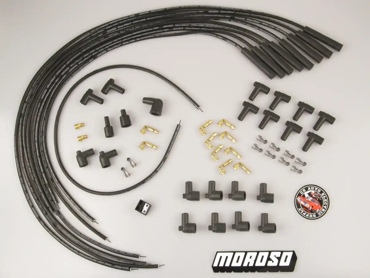 Moroso Blue Max Universal Ignition Wire Set – Black, Straight
