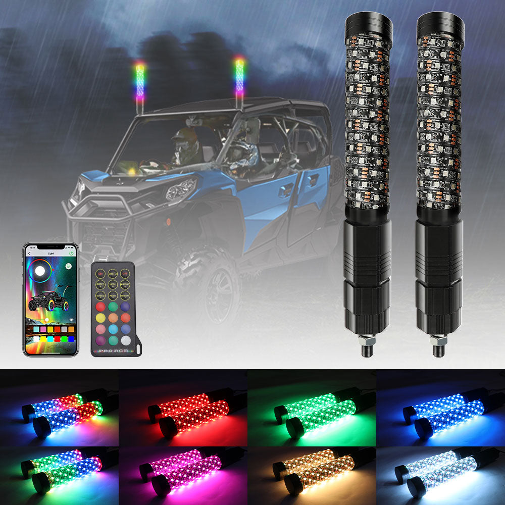 【Final Sale】1FT RGBW Whip Lights 1.75" diameter With APP+Remote Controller