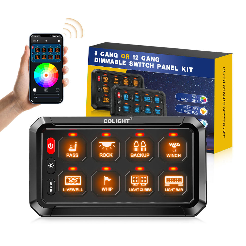 New 8 Gang RGB Switch Panel System With ACC Wire and App Control