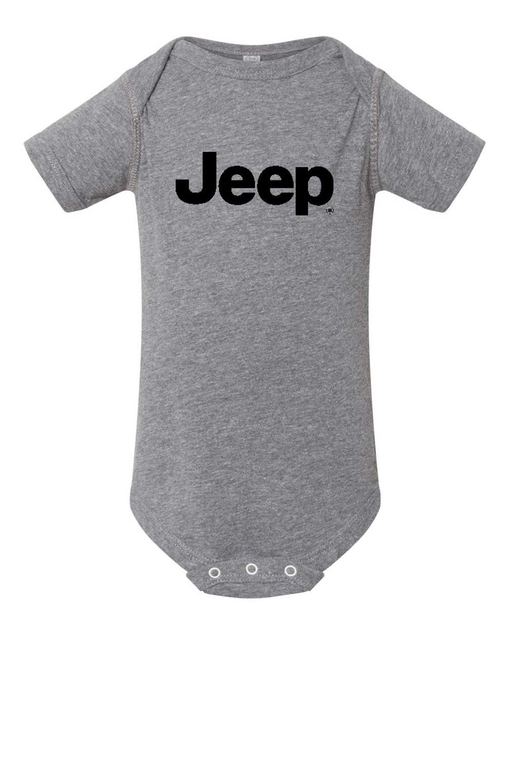 Jeep Merchandise Jeep Text Logo Baby Onesie in Gray