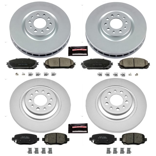 PowerStop CRK6541 Front & Rear Z17 Evolution Geomet Coated Brake Kit for 14-16 Jeep Cherokee KL with Dual Piston Front Calipers