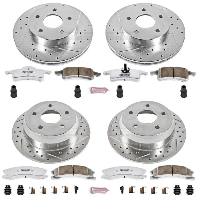 PowerStop K2148-26 Front & Rear Z26 Street Warrior Performance Brake Kit for 99-02 Jeep Grand Cherokee WJ with Teves Calipers