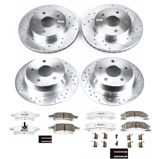 PowerStop K2150-26 Front & Rear Z26 Street Warrior Performance Brake Kit for 99-04 Jeep Grand Cherokee WJ with Akebono Calipers