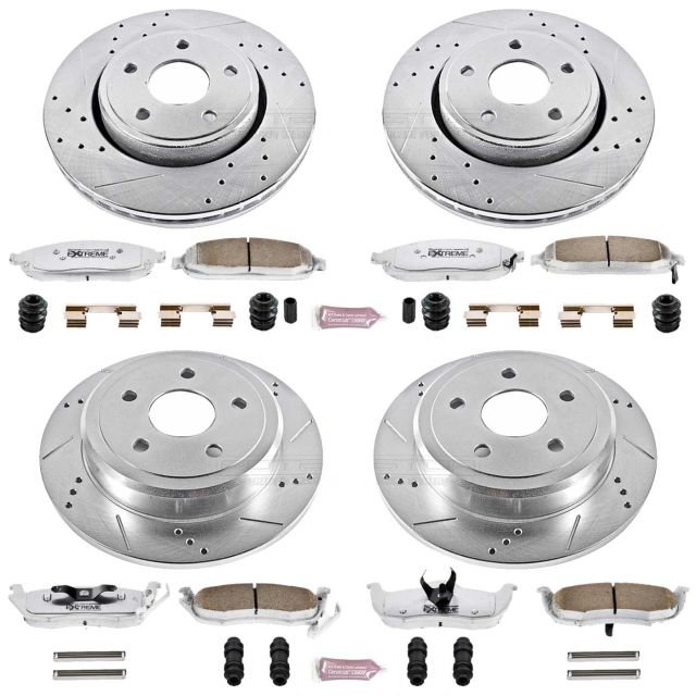 PowerStop K2220-26 Front & Rear Z26 Street Warrior Performance Brake Kit for 05-10 Jeep Grand Cherokee WK & 06-10 Jeep Commander XK