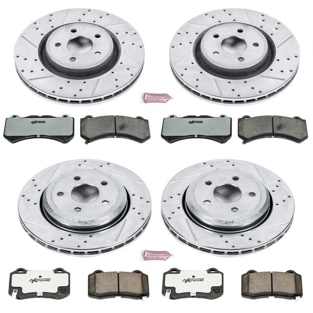 PowerStop K5958-26 Front & Rear Z26 Street Warrior Performance Brake Kit for 12-18 Grand Cherokee WK