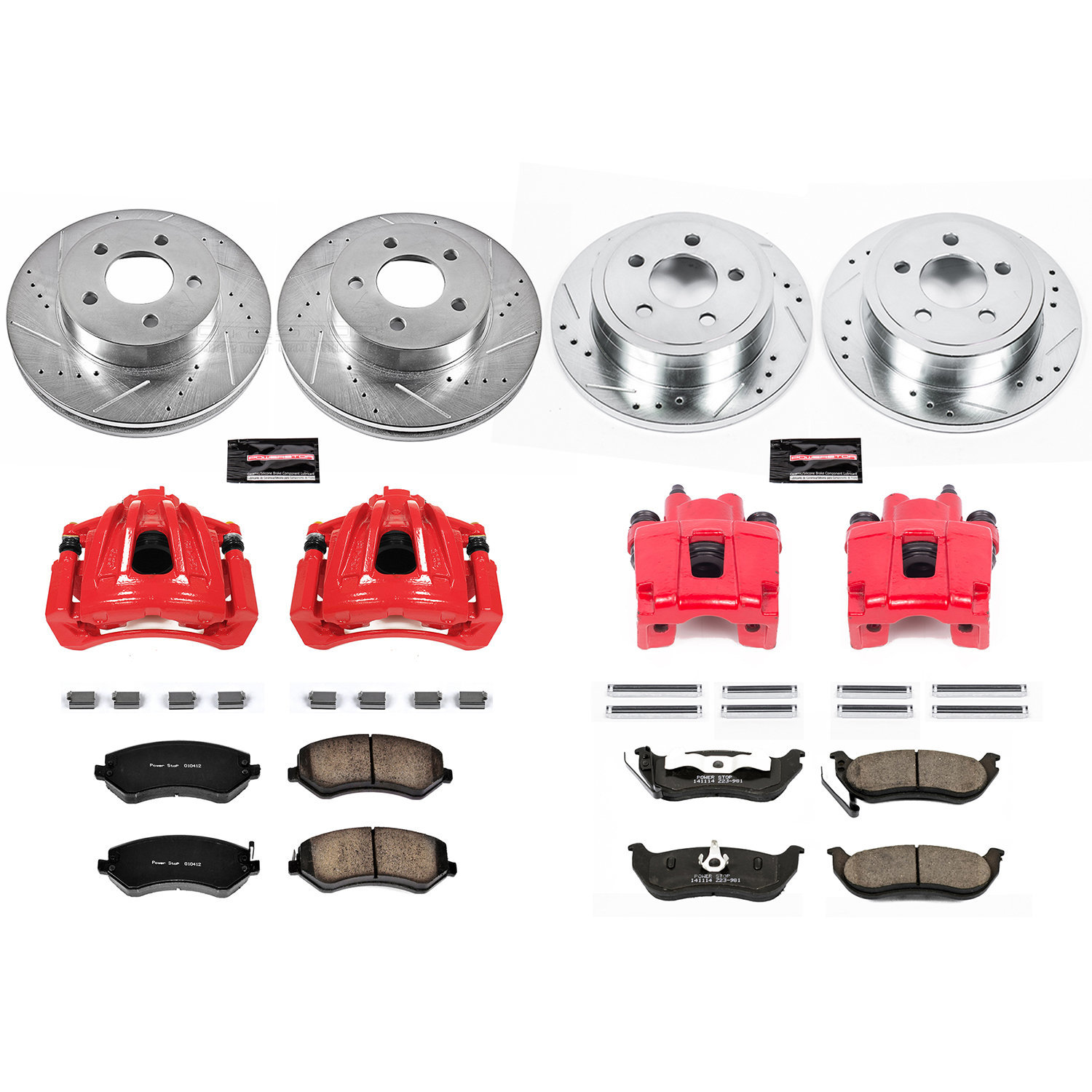 PowerStop KC2162-36 Front & Rear Z36 Extreme Performance Truck & Tow Brake Kit with Calipers For 03-07 Jeep Liberty KJ