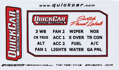 QuickCar Large Switch Panel Stickers 16 Labels 5/16 x 7/8 inches QRP50-003
