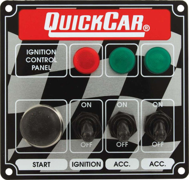 QuickCar Racing Products Ignition Switch Panel with 2 Accessory Switches and Indicator Lights 50-025