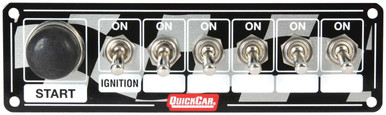 QuickCar Racing Products Ignition Switch Panel 6-7/8 x 2 6 Toggles 1 Momentary Button 50-165