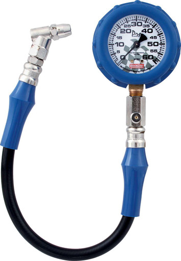 QuickCar 60-PSI Dry Tire Pressure Gauge 2-1/2" Dial 14" Hose 56-060