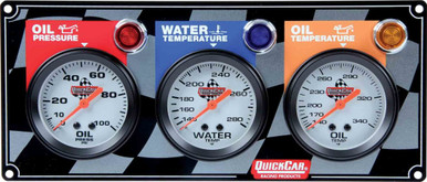 QuickCar 3-Gauge Panel Oil Pressure Water Temperature Oil Temperature 6.5x4.5 61-6011
