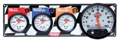 QuickCar 3-in-1 Gauge Panel with Oil Pressure, Water Temperature, Oil Temperature, and 5" Tachometer 61-6041